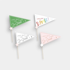 Last Day of 2nd Grade School 2021 First Day of Summer Pennant Flag Printable Instant Print Printable
