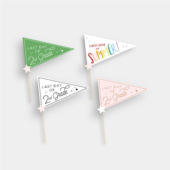 Last Day of 2nd Grade School 2021 First Day of Summer Pennant Flag Printable Instant Print Printable