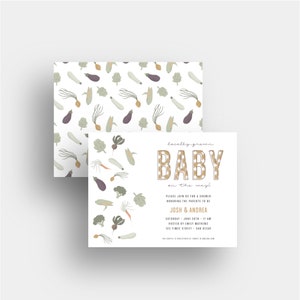 locally grown baby shower invite farmers market birthday invitation vegetable modern simple boy girl party customizable