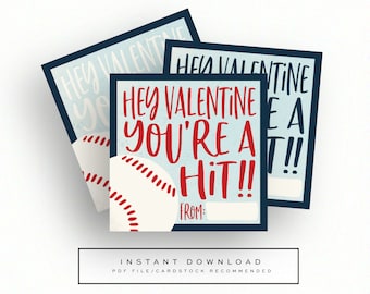 Baseball Classroom Valentine School Kids Instant Download Print