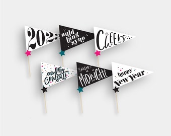 New Years Eve Pennant Flag 2023 Cue the Confetti Cheers Midnight Holiday Banner Instant Printable Download