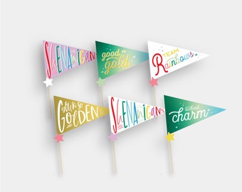 St. Patrick's Day Pennant Flag Luck Lucky Pinch Gold Rainbow Printables Instant Download Bundle