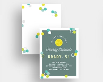 science birthday invitation chemistry invite experiment mad scientist birthday modern customizable invite simple