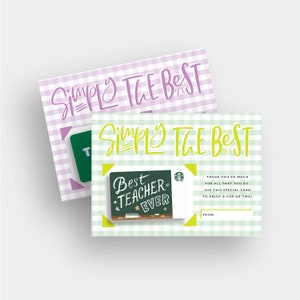 Gift Card Holder Teacher Appreciation Thank You Download Starbucks Instant Print Printable
