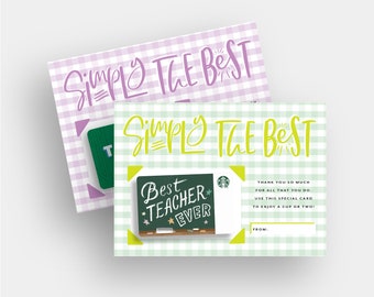 Gift Card Holder Teacher Appreciation Thank You Download Starbucks Instant Print Printable