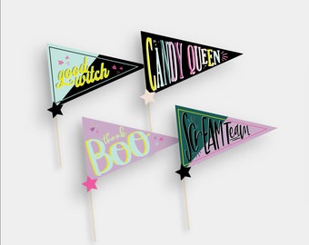 Halloween Pennant Flag Banner Boo Trick or Treat Wicked Boo Basket Instant Printable Bundle
