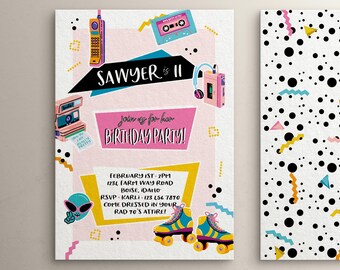 90's Birthday Invite Invitation Saved By the Bell Party Package Printable Customizable Digital