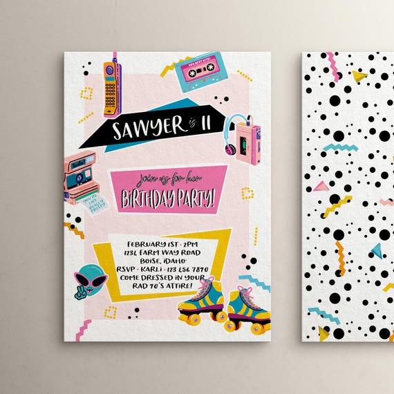 90's Birthday Invite Invitation Saved By the Bell Party Package Printable Customizable Digital