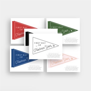 First Day of Freshman Year 9th Grade School 2020 Pennant Flag Printable Instant Print Printable