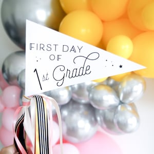 First Day of 1st First Grade Pennant Flag Printable Homeschool School Back to School Grade Instant Printable