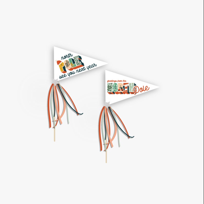 Christmas Holiday Pennant Flag Banner Greetings from the North Pole Instant Printable image 3