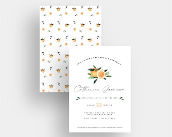 little cutie invitation invite customizable baby shower orange first birthday bridal shower bachelorette girl tea party simple modern