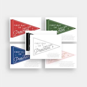 First Day of Preschool School 2020 Pennant Flag Printable School Grade Instant Print