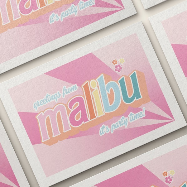 Malibu Invitation Birthday Invite Party Package Wink and Ink Etsy Doll Summer Pool Come On Let's Go Party