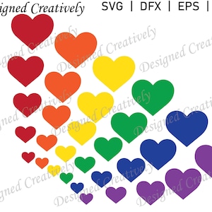 Tęcza SVG, Tęczowe Serca SVG, Serce SVG, Tęczowe Serca Clipart, Tęczowe Clipart, Tęczowe Serca Plik Cięty, Serca, Serce, Tęcza,