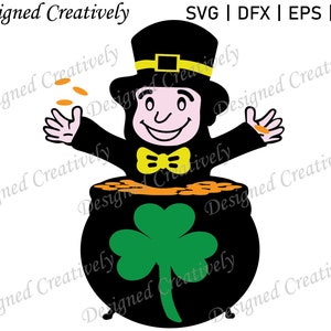 Leprechaun svg, Shamrock SVG, Pot of Gold SVG, St Patrick&#39;s Day SVG, St Patty Day svg, Leprechaun in a Pot of Gold, Leprechaun Clipart