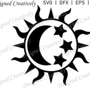 Soleil lune et étoiles svg, SVG lune, soleil SVG, étoiles SVG, svg céleste, soleil lune étoiles clip art, clipart lune, clipart soleil, étoiles clip art