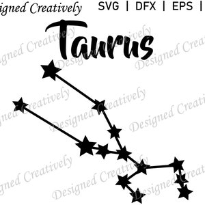 Taurus Sterrenbeeld SVG, Stier SVG, Sterren SVG, Hemelse svg, Dierenriem svg, Geboortebord svg, Sterrenbeelden svg, Dierenriem png, Taurus Clipart
