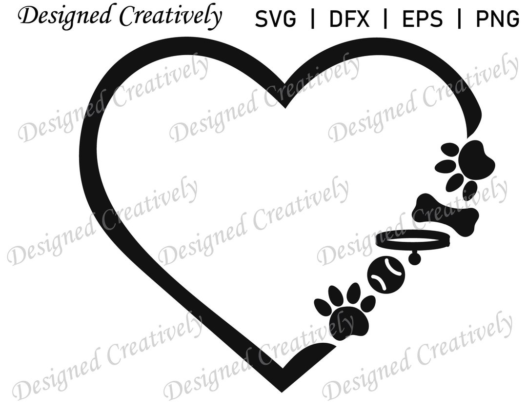 Paw Print SVG Pet SVG Paw Print and Heart SVG Heart Svg Etsy Canada