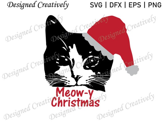 Meowy Christmas Svg Kitten With Toque Svg Christmas Kitten Etsy
