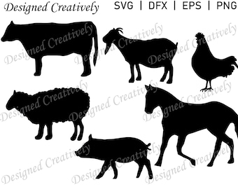 Farm Animal Bundle SVG, Farm Animal SVG, Animal SVG, Cow svg, Goat svg, Chicken svg, Sheep svg, Pig svg, Horse svg, Farm Animals, Farm svg