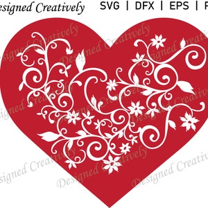 Valentine Heart SVG, Valentine Floral Heart SVG, Heart SVG, Hearts svg, Floral Heart svg, Decorative Heart svg, Heart Clipart, Hearts, Heart