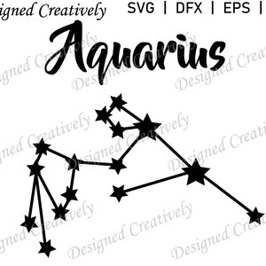 Verseau Zodiac Signe SVG, Verseau SVG, Étoiles SVG, Svg Céleste, Zodiac svg, Signe de naissance svg, Constellations svg, Zodiac png, Verseau png