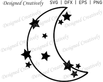 Moon and Stars SVG, Moon SVG, Stars SVG, Celestial svg, Moon Stars Clip Art, Moon Clip Art, Stars Clip Art, Moon and Stars png, Moons svg