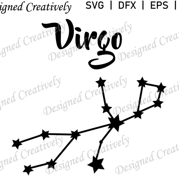 Virgo Zodiac Sign SVG, Virgo SVG, Stars SVG, Celestial svg, Zodiac svg, Birth Sign svg, Constellations svg, Zodiac png, Virgo Clipart, Virgo
