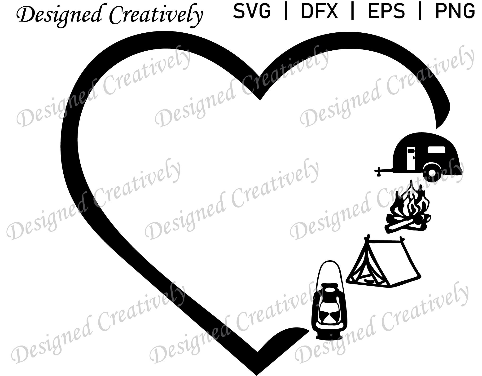 Camper SVG, Camp SVG, Camping SVG, Summer Camping Svg, Heart Svg, Fire