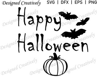 Happy Halloween SVG, Halloween SVG, Pumpkin SVG, Bat svg, Halloween Holiday svg, Halloween Clip Art, Halloween Cut File, Happy Halloween png