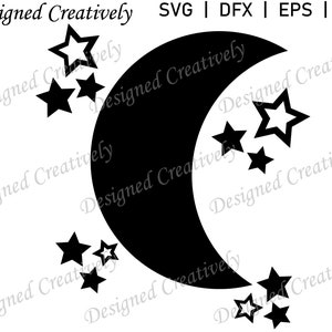 Moon and Stars SVG, Moon SVG, Stars SVG, Celestial svg, Moon Stars Clip Art, Moon Clip Art, Stars Clip Art, Moon and Stars png, Moons svg