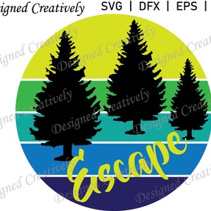 Sonnenuntergang SVG, Baum SVG, Retro SVG, Retro Sonnenuntergang Svg, Retro Baum Svg, Flucht Svg Natur Svg, Bäume Svg, Kiefer Baum Svg, Fichte Baum Svg, Flucht
