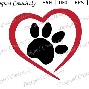 Paw Print SVG, Pet SVG, Paw Print and Heart SVG, Heart svg, Paw Print Cut File, Paw Print Clip Art, Pet Clip Art, Heart Clip Art, Paw Print