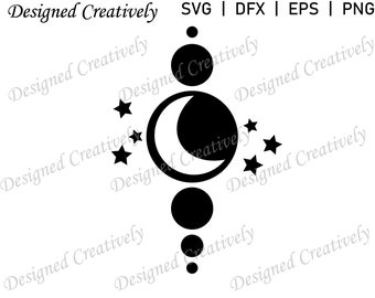Moon Phases svg, Moon SVG, Full Moon SVG, Quarter Moon svg, Stars SVG, Celestial svg, Moons svg, Moon Clipart, Moon Cut File, Moon png, Moon