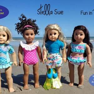 Stella Sue DIGITAL  PATTERN Fun in the Sun Swimwear Fits 18 inch dolls such as American Girl dolls