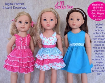 Stella Sue DIGITAL PATTERN Leigha's Sundress or Dress sized to fit 19.5 inch dolls such as Gotz Hannah and Happy Kidz