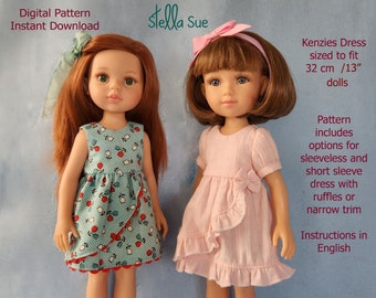 Stella Sue DIGITAL PATTERN Kenzie's Dress to fit 13 inch/ 32 cm dolls