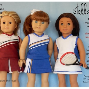 Stella Sue DIGITAL PATTERN  Cheer and Tennis Pattern for knit fabrics to fit 18&quot; dolls