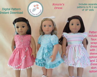 Poppy Jane Kenzie's Dress/ DIGITAL PATTERN/ sized to fit 18 inch  dolls such as American Girl®