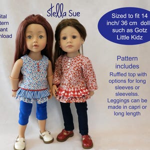 Stella Sue Doll Clothes Pattern: Ruffled Top & Leggings for 14&quot; Gotz Dolls such as Little Kidz (Digital Pattern)