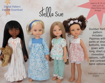 Nightgown and Pajamas DIGITAL PATTERN sized to fit 13"/32 cm dolls such as Paola Reina Las Amigas