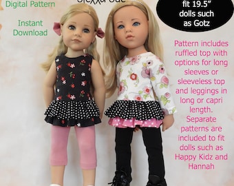 Stella Sue DIGITAL PATTERN Ruffled Tops sized to fit 19.5 inch dolls such as Gotz® Happy Kidz and Hannah