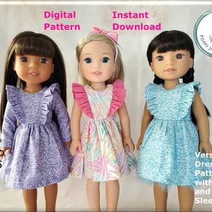 Poppy Jane Design DIGITAL PATTERN Radiant Ruffles dress designed to fit 14.5&quot; dolls