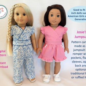 Poppy Jane DIGITAL PATTERN for Romper or Jumpsuit to fit 18 inch dolls such as American Girl and Our Generation