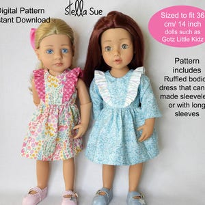 Ruffled Doll Dress Sewing Pattern: Fits 14 inch Gotz Dolls such as Little Kidz (Digital Pattern)