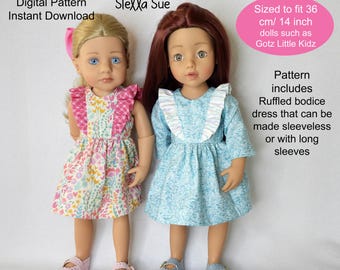 Ruffled Doll Dress Sewing Pattern: Fits 14 inch Gotz Dolls such as Little Kidz (Digital Pattern)