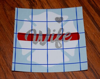Firefighter Wife Decal, Firefighter Wife, Fire Wife, Firefighters Wife, Firemans Wife, Glitter Decal, Thin Red Line Decal, Maltese Cross