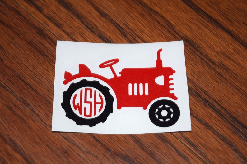 Monogram Tractor Vinyl Decal Farmer Decal Rustic Farm Etsy