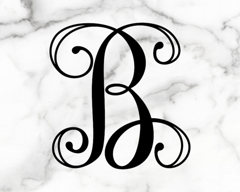Single Letter Decal Single Letter Monogram Vine Monogram Etsy